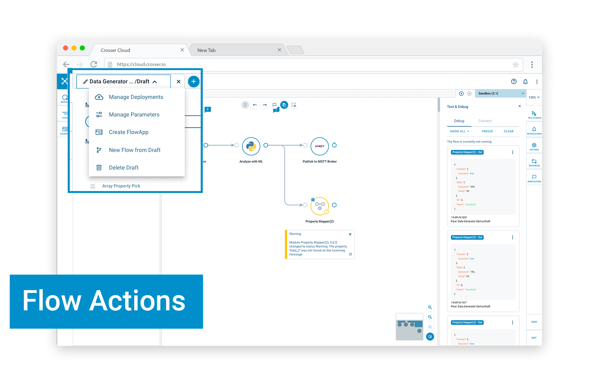 Crosser FlowStudio | Functions | Flow Management Menu