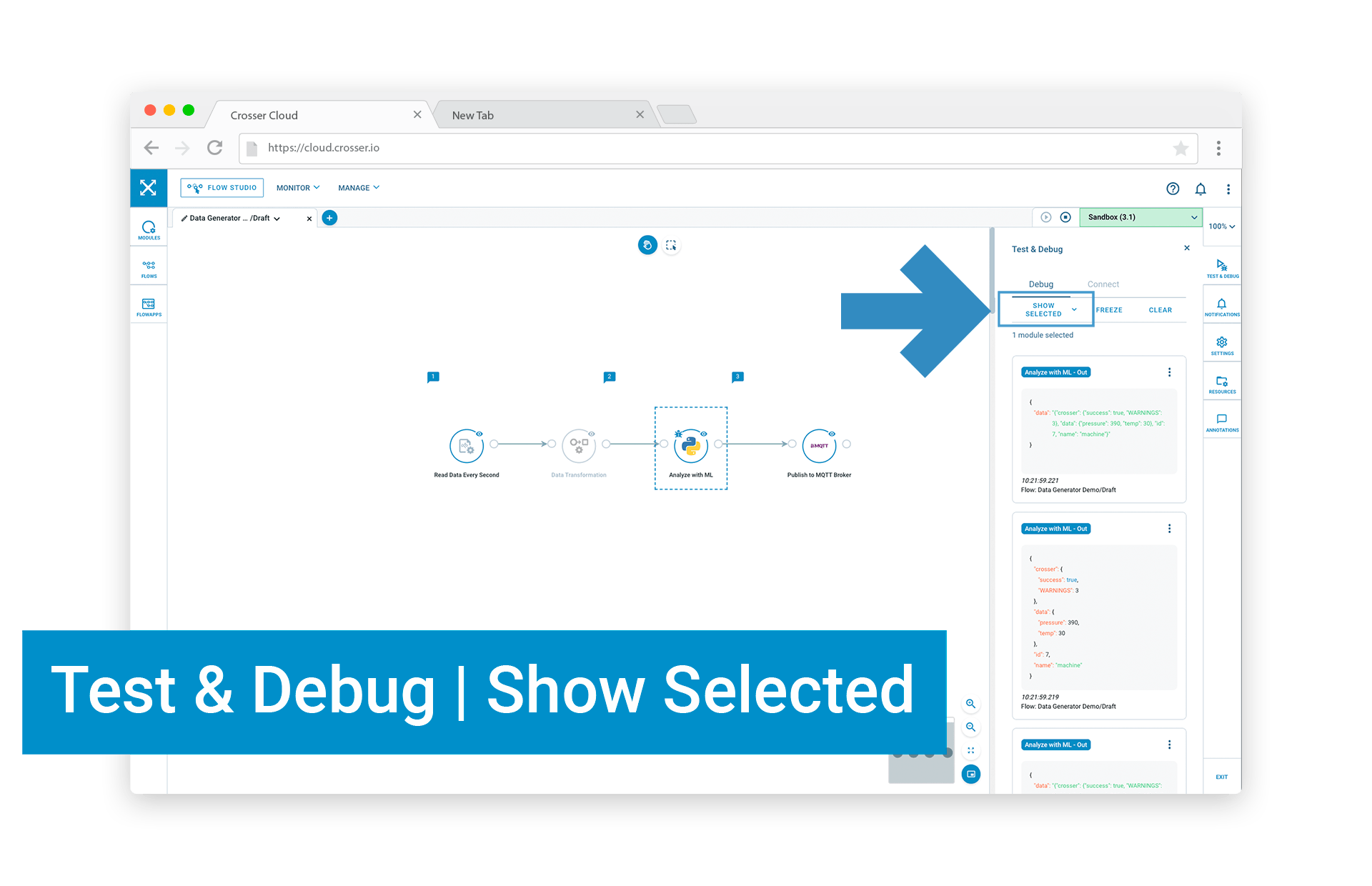 Crosser Flow Studio | Show Selected when Testing