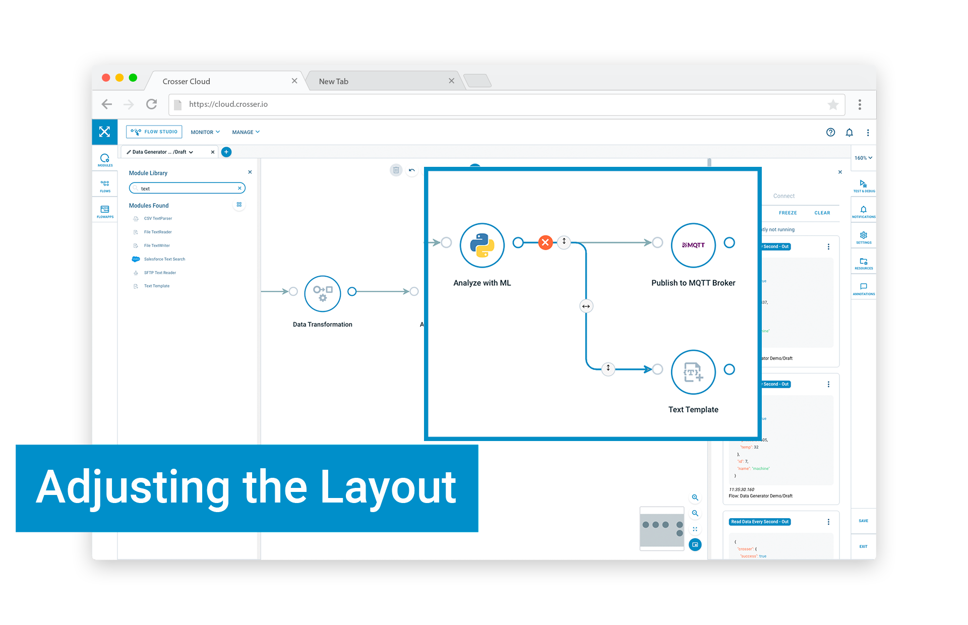 Crosser FlowStudio | Functions | Adjusting the Layout