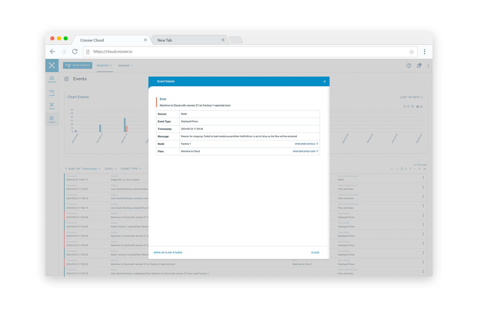 Crosser Control Cloud | Data Monitoring | Events Details